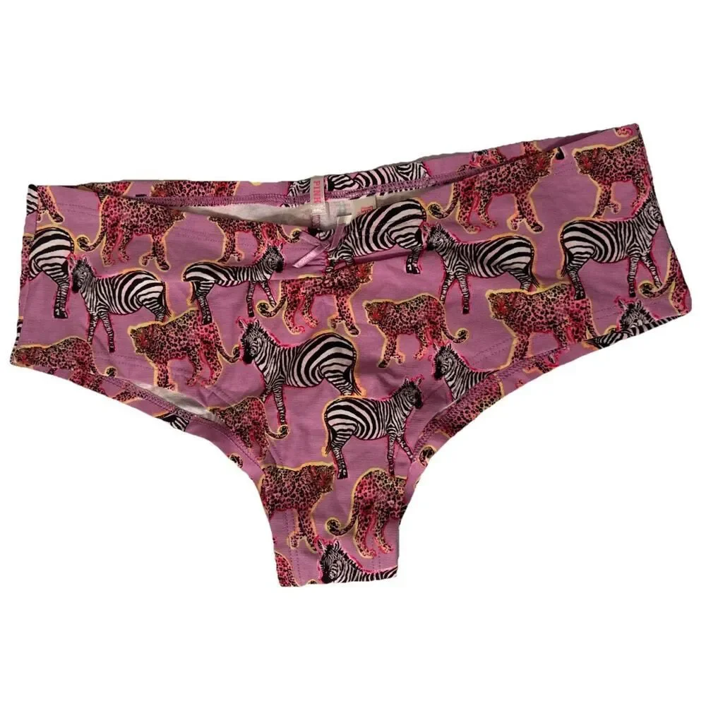 VTG. Victoria’s Secret Pink extra low rise hipster Panty zebra and cheetah LG.